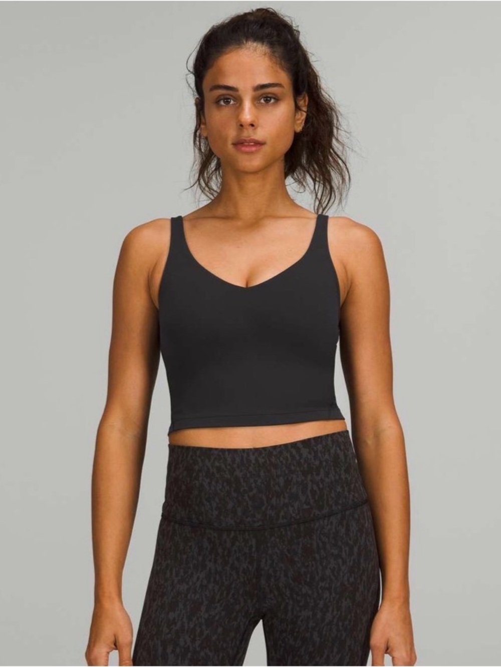 Lululemon Align Tank Top Black Nulu Yoga Workout Crop Bra Top Size 8